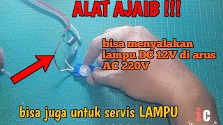 cara menyalakan led DC 12V di Listrik AC 220V (tanpa adaptor)