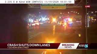 Multi-vehicle accident blocks I-235 in West Des Moines, 1 injury reported