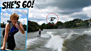Jumping over my mum on my Wakeboard!