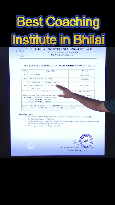 Fees Of Shri Balaji Institute of Medical Science for Session 2025-26  #collegefees #cgdme #neet2026