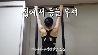 [운동VLOG] 집에서 등을 부..셔.. / 여자 등운동 / 턱걸이, 풀업, 친업 / 홈트레이닝 / 중량풀업