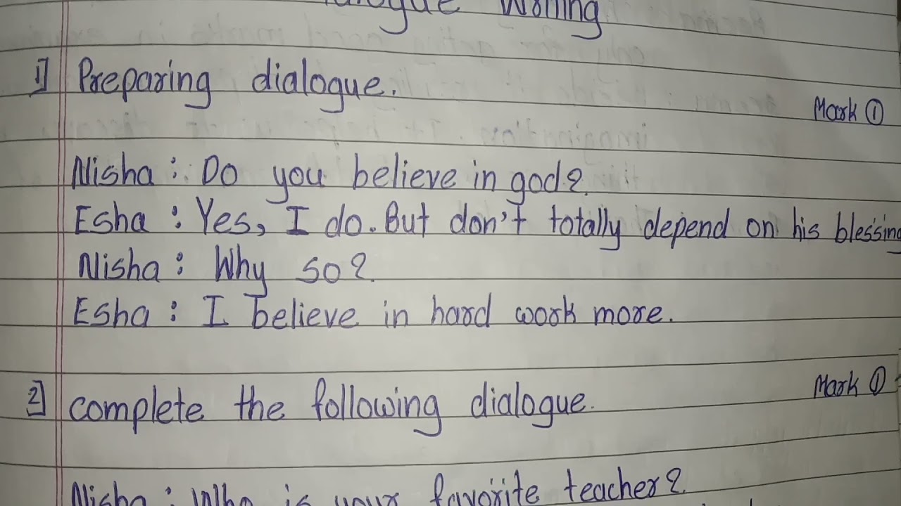 writing skills dialogue writing 10th class