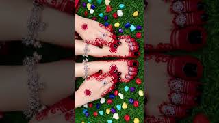 Red alta design for feet 🐾 #alta #mehndi #pair #mehndidesign