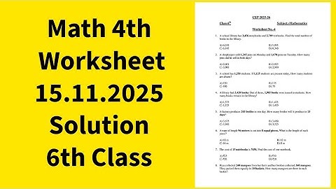 6th Class Math CEP 4th worksheet Bilingual Solution 2025