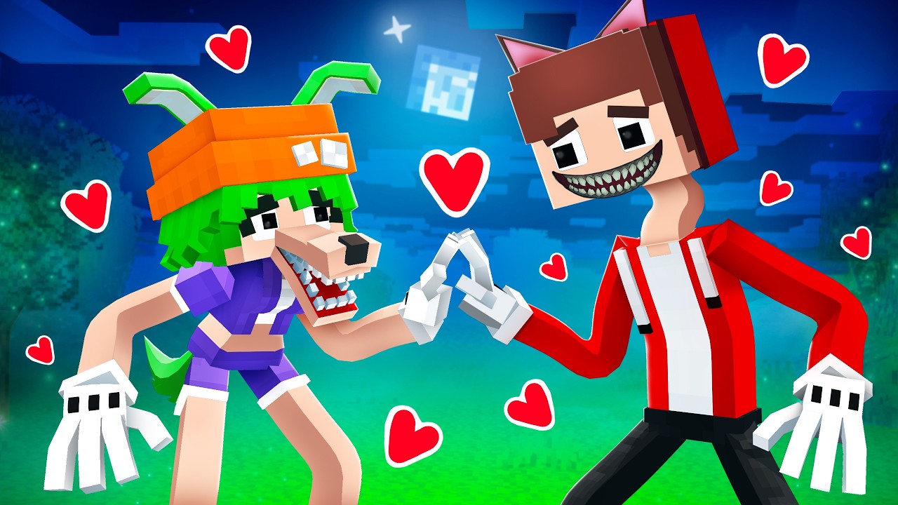 JJ Cartoon Cat and IVY Cartoon Dog - Love Story - Maizen Minecraft Animation