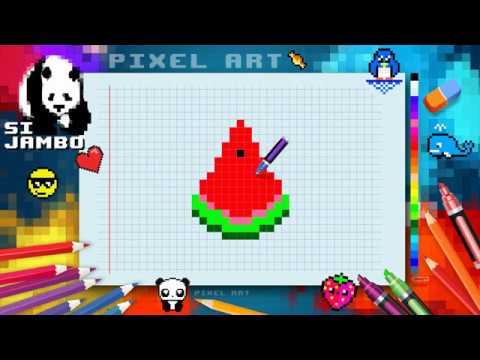 Draw a piece of watermelon Mosaic Pixel ART - Si Jambo