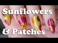 Sunflowers &amp; Patches nail design - tutorial