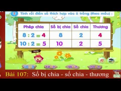 Lớp 2, Tuần 23, ngày 22/2/2021, Toán: Số bị chia, số chia