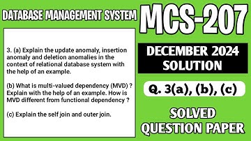 P6- 3(a), (b), (c) | MCS207 Dec 24 Solution | MCS 207 Solved Question Paper | MCS207 Important Ques
