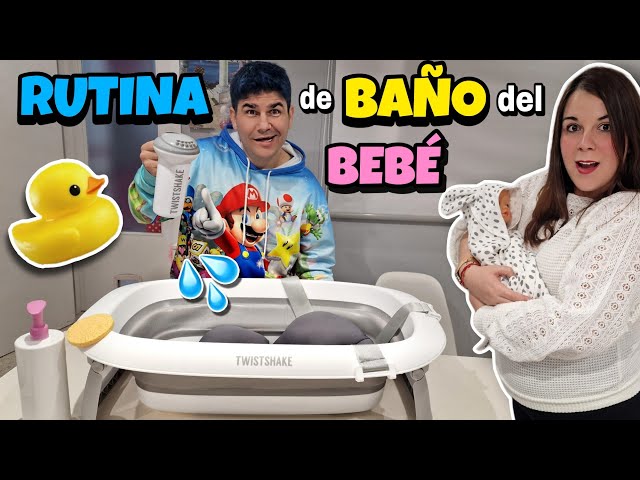 Practicando RUTINA BAÑANDO A NUESTRO BEBÉ con bañera TwistShake 🛁 Chiqui y  Libi embarazados 