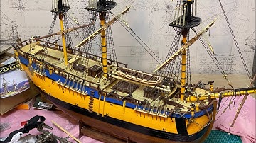 Building Endeavour Pt.84 Continue Rigging (Stays n Shrouds). Looking complex!