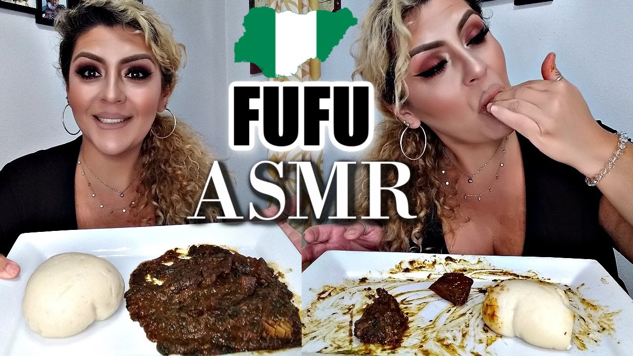 ASMR FUFU OKRA and Vegetable  Soup (Eating Sounds) Nigerian Food