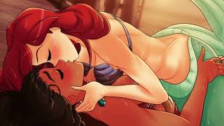 Moana and Ariel kissing