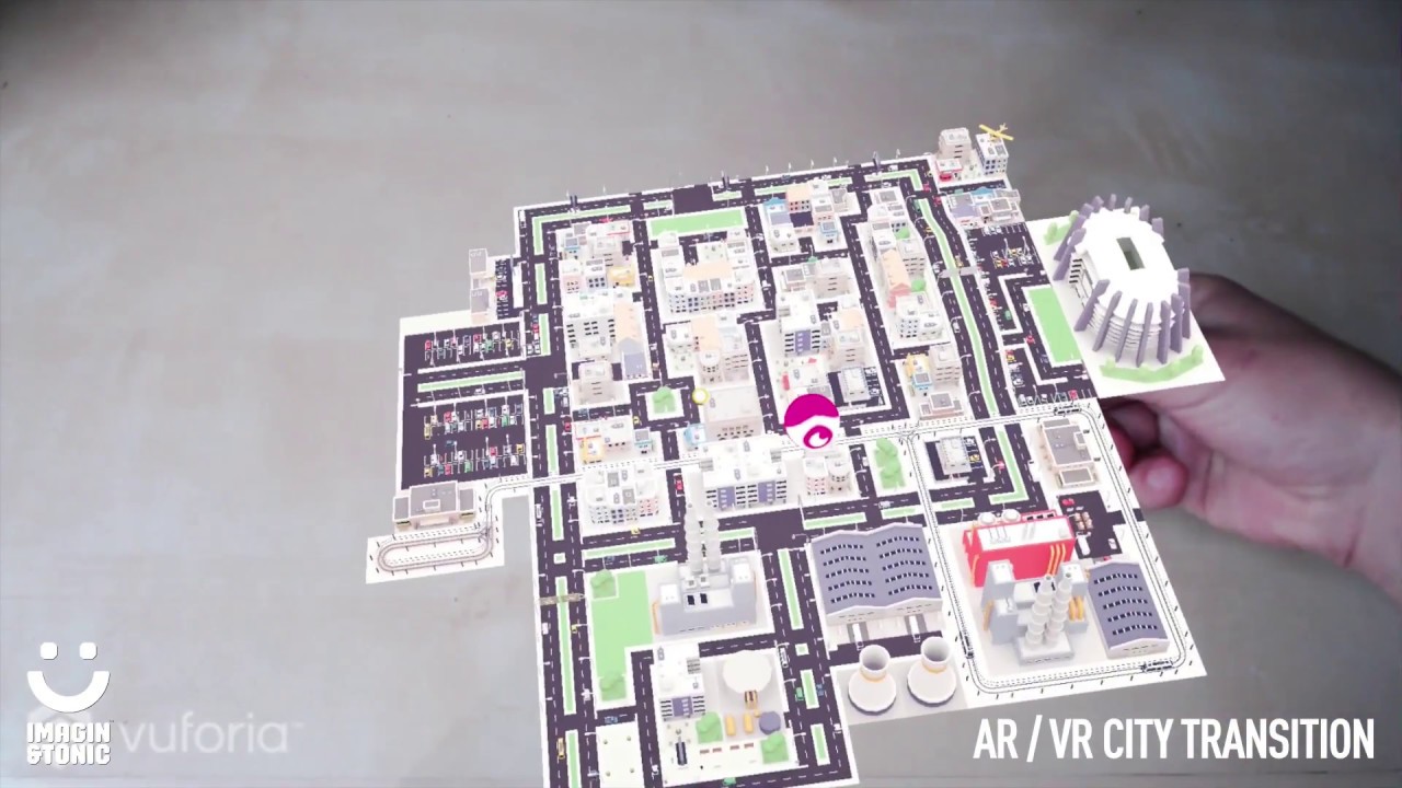 City immersion. Augmented to Virtual reality transition