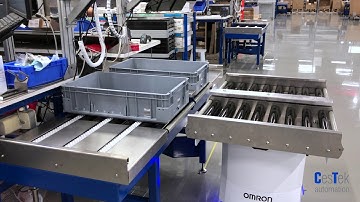 CesTek project with autonomous mobile robots handling reception of boxes