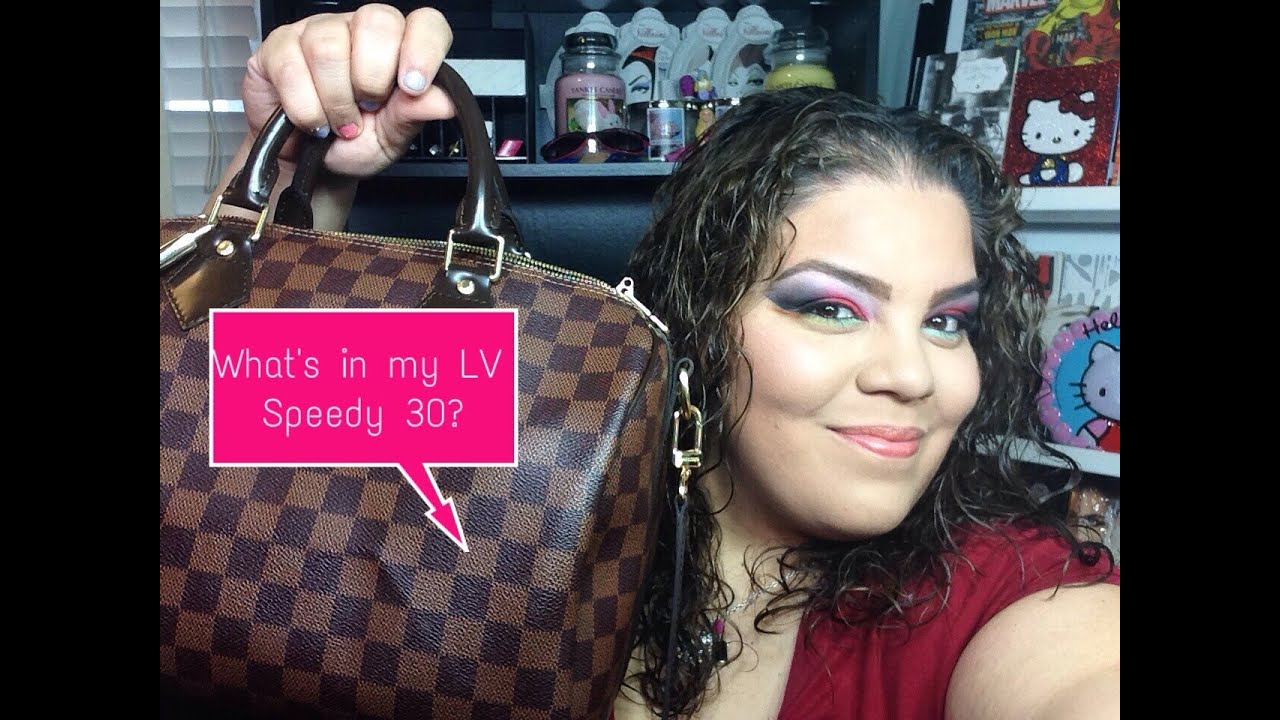 What&#39;s in my bag: LV Damier Ebene Speedy 30 Bandolier - YouTube