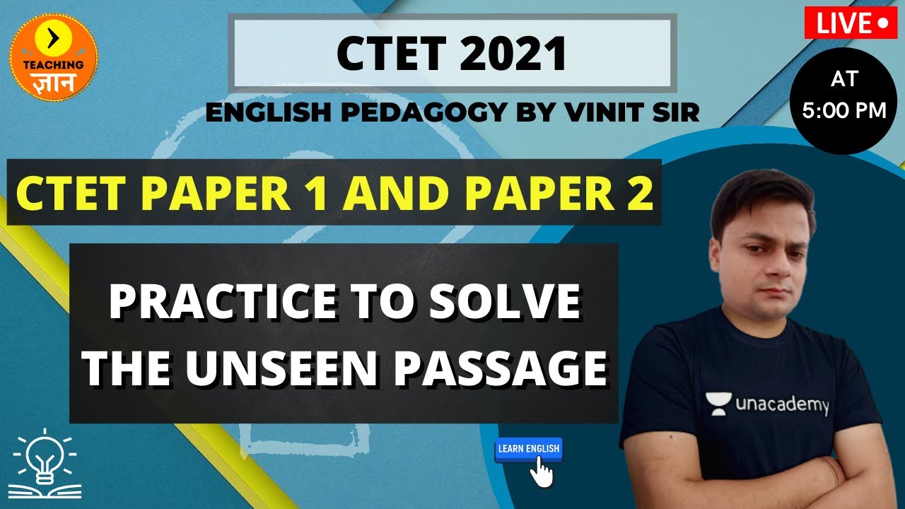 Practice to Solve The Unseen Passage | English Pedagogy | CTET | Vinit ...