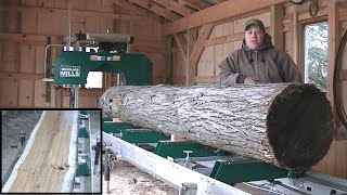Big Hickory Log on the Sawmill Today, Woodland Mills HM130