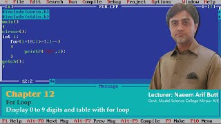 ICS Part 2 Chapter 12 Topic For Loop II Practical Display from 1 to 10 II Display Table with For