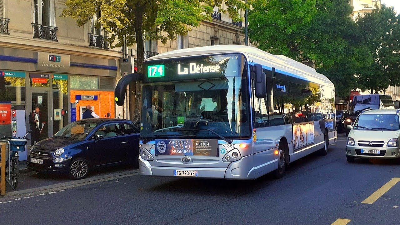 RATP - Voyage à bord d'un Heuliez Bus GX337 Hybride du 174 N⁰1360 - YouTube