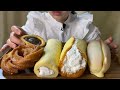 【咀嚼音/ASMR】もっちロール、ローズネットクッキー、まるごとバナナ、塩バニラショコラ、Theタルトを食べる No talking/mukbang/sweets/roll cake