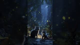 kitten and a small raccoon #cat #raccoon