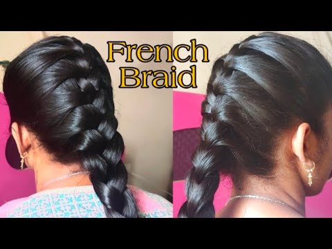 French Braid HairstyleEasy French Braid Hairstyle Tutorial in Tamil   YouTube