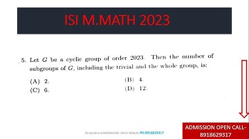 ISI M.MATH 2023 || Q 5 || Abstract Algebra || Solutions