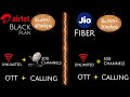 Airtel black 699 plan details vs jio fiber 599   airtel fiber 40mbps vs jio fiber 30mbps  hindi