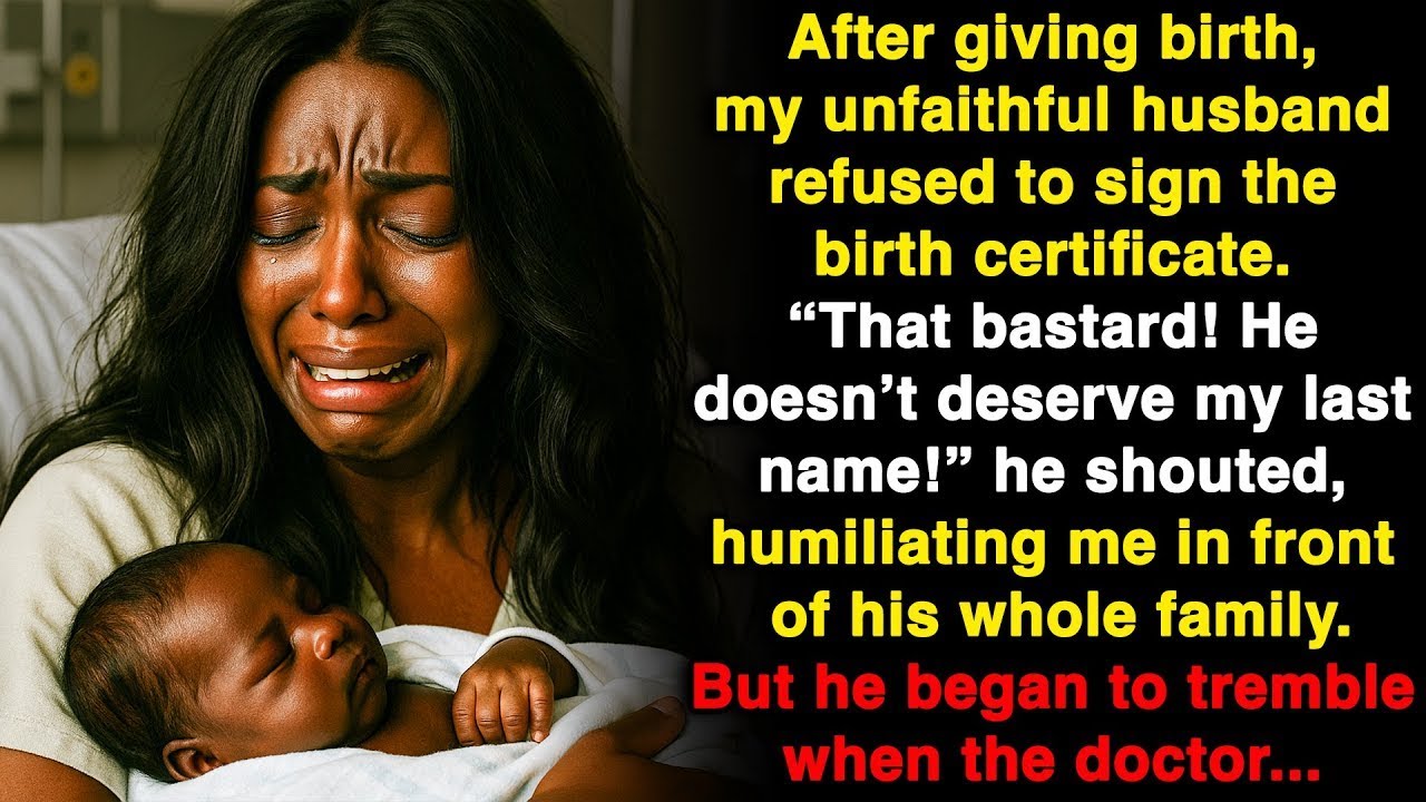 After giving birth, my husband refused to sign the birth certificate, but when the doctor…