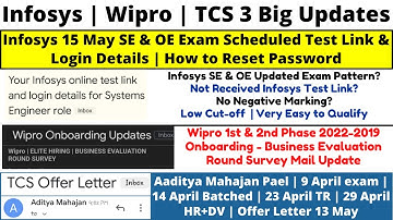 Infosys 15 May Exam Test Link & Login Details How to Reset Password? Wipro Elite BER Survey⚡ TCS OL🔥