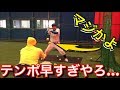 【残念な野球部員】早打ちティー打撃で腕が疲れすぎてワケわからんスイングになるヤツw