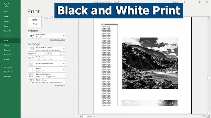 How to Print All Page Grayscale or Black and White in Microsoft Excel 2018