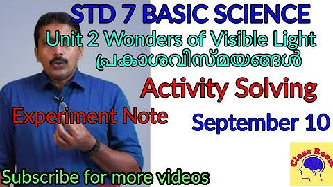 Class 7 Basic Science Unit 2 Wonders of Visible light September 10 Work sheet