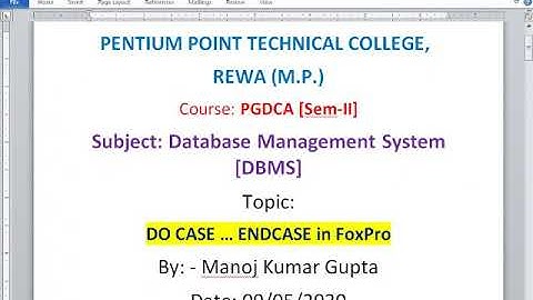 Online class on DO CASE in DBMS by manoj gupta PPTC Rewa
