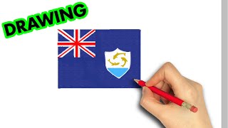 how to draw Anguilla flag | Art Therapy Anguilla Flag Drawing Caribbean Flags Posca Drawing