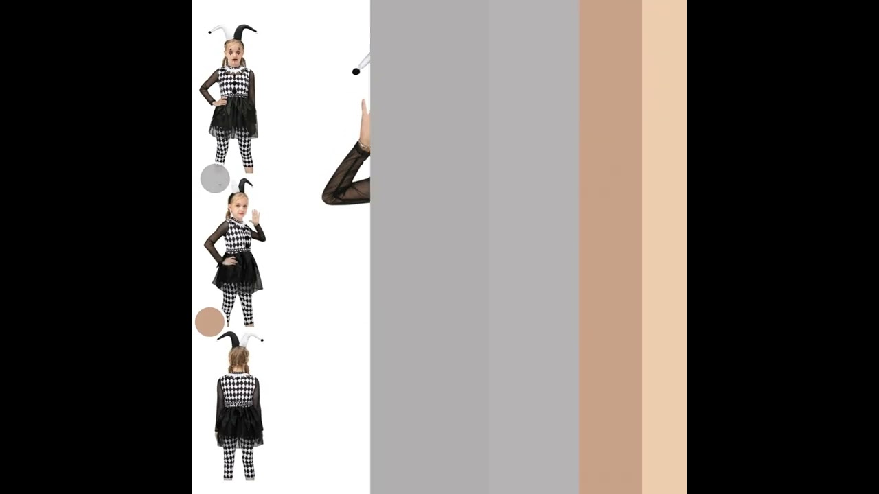 Takerlama Girls Punky Rocker Costume Clown Jester Steam Punk Party Dress Child Takerlama