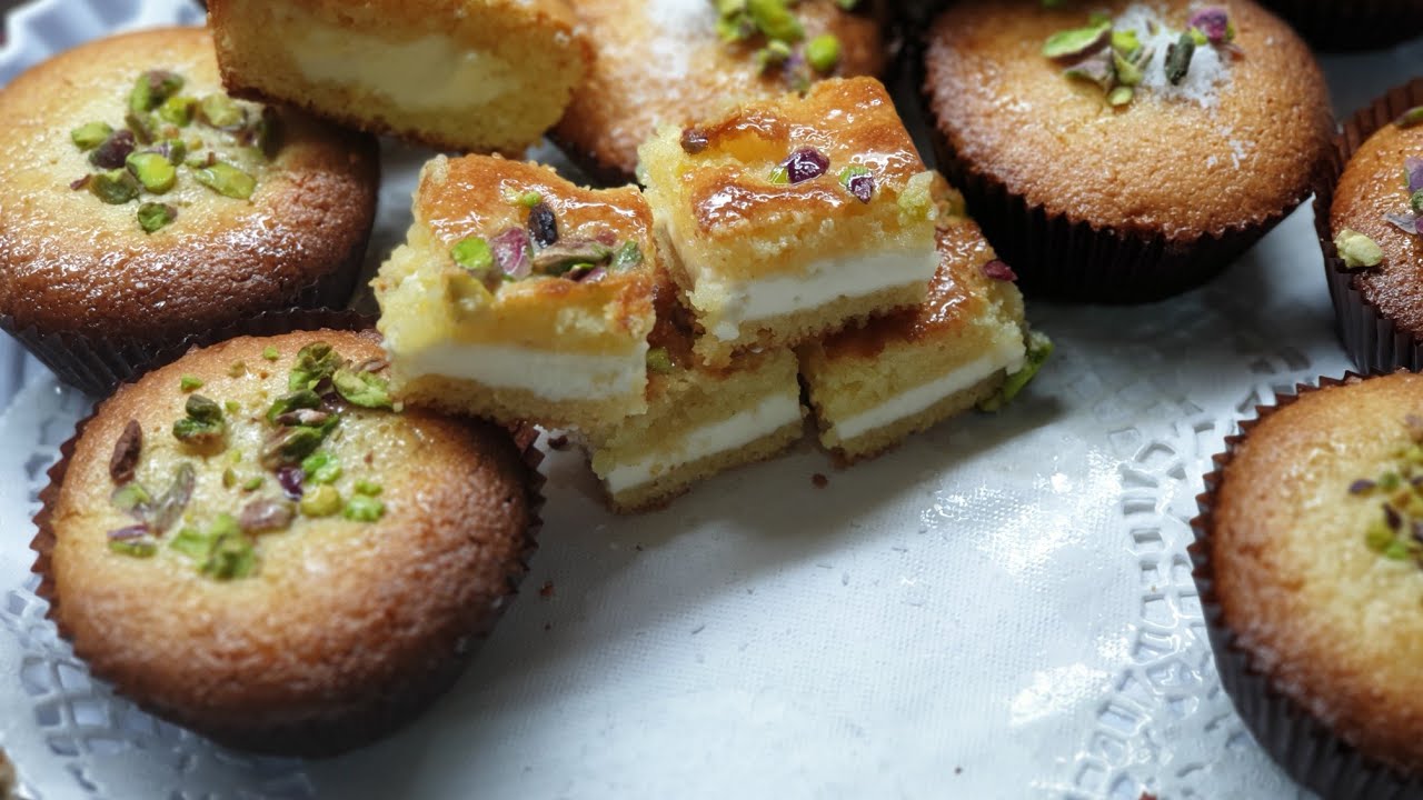 بسبوسة القشطة والجبن