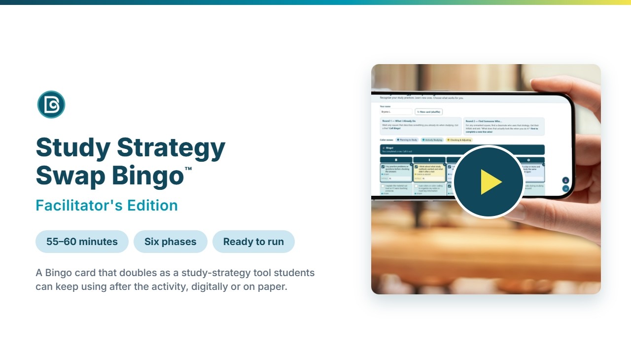 Study Strategy Swap Bingo™ Facilitator's Edition (no audio)
