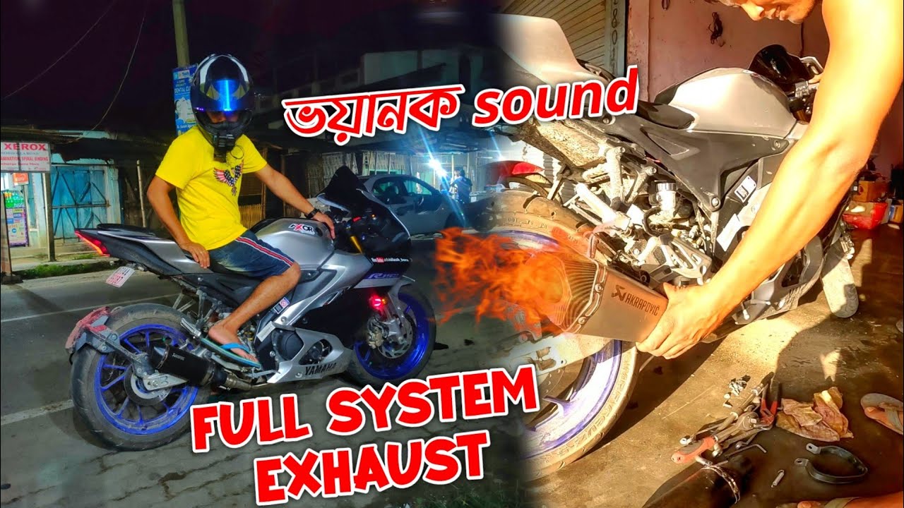 Finally🔥 Full System Akrapovic Exhaust on My R15m Modified Assamese