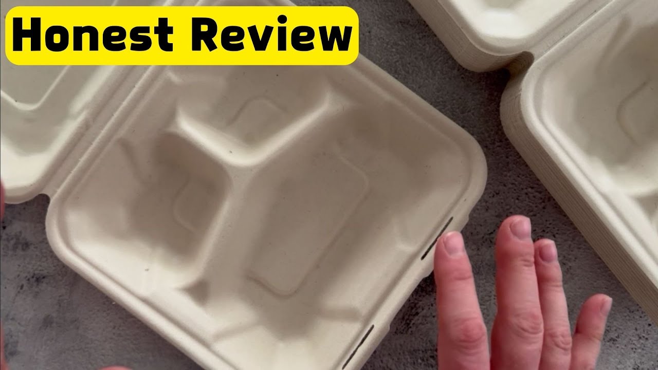 Stack Man 100% Compostable Clamshell Take Out Food Containers [8X8