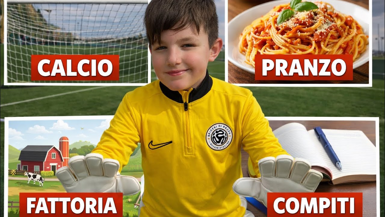 L’INTERA GIORNATA DI ANGIE IL PORTIERONE!! Partita di calcio, fattoria, pranzo e tanti compiti 😱😱