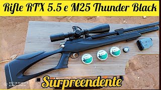 PCP M25 THUNDER BLACK & RIFLE RTX AGRUPAMENTO COM RTX LIGTH, RTX MEDIUM E RTX HEAVY CAL. 5.5