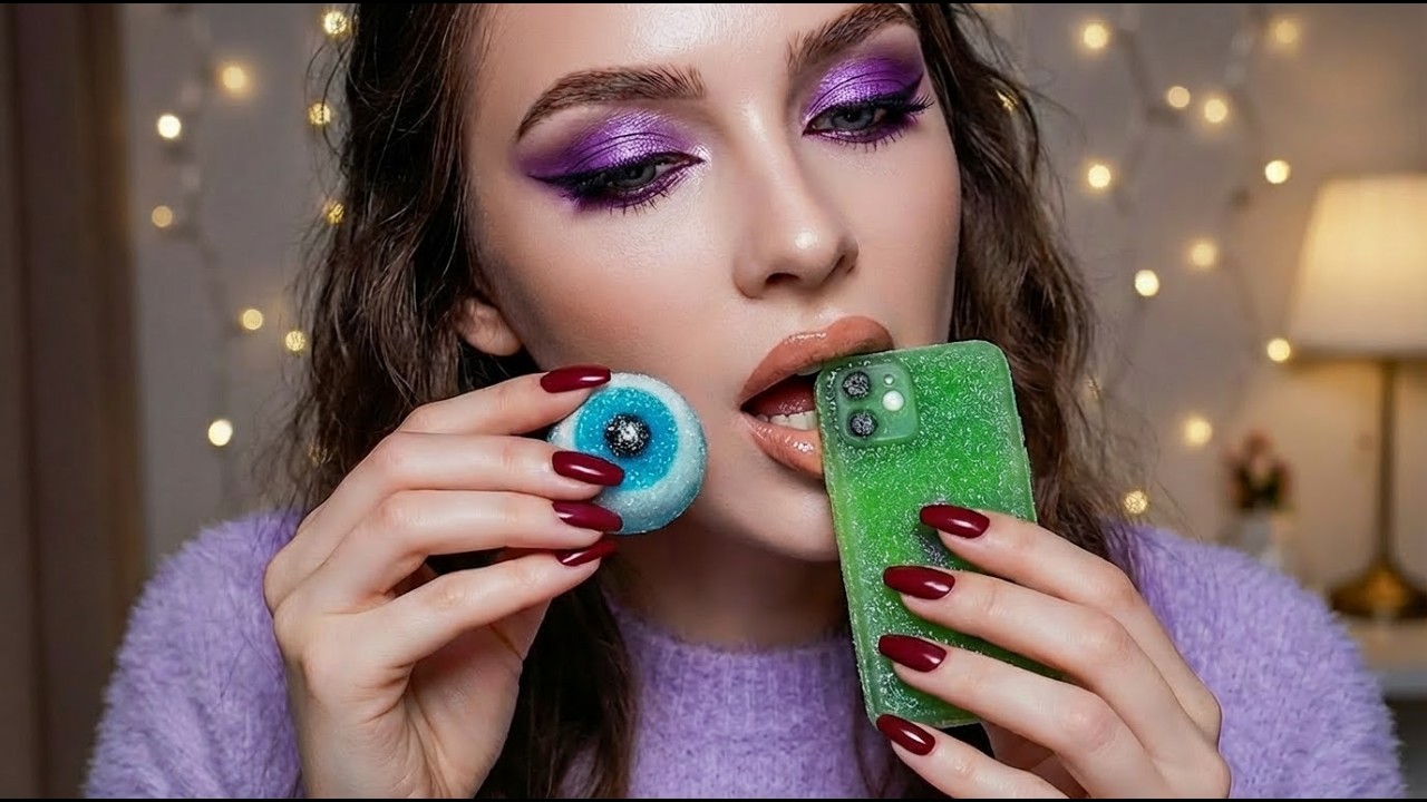 ASMR Eating Unusual Sweets: Hearts, Eyes & Gadgets | Squishy, Crunchy & Whisper