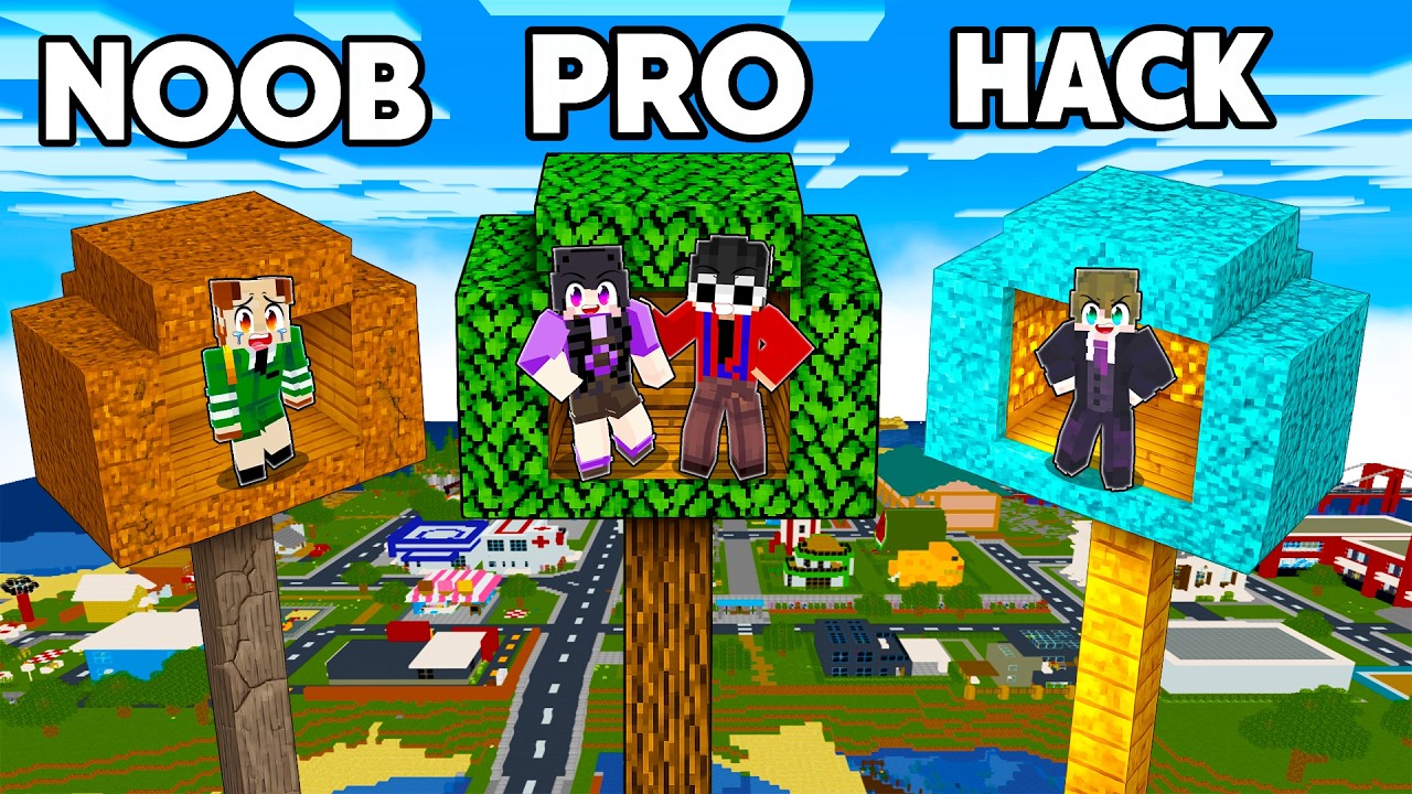 Minecraft TREE HOUSE NOOB vs PRO vs HACKER...
