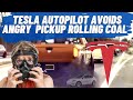 Tesla Autopilot Avoids 😤 Pickup Rolling Coal on Model Y Cam