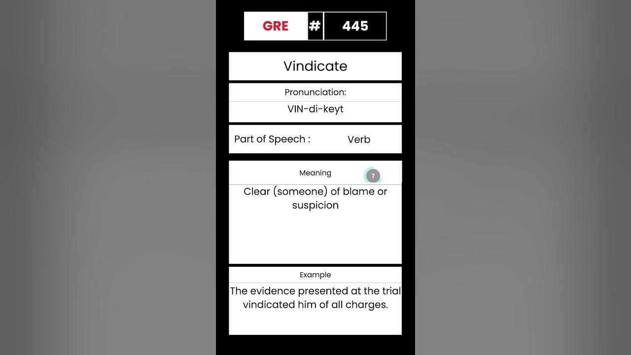 Gre vocabulary builder for english 445 word vindicate gre english