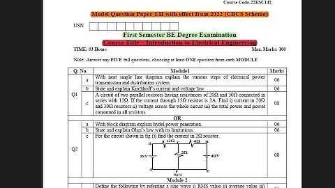 VTU Model Question paper #electricity #energyconsumption #electricitybill #unit #wiring #fuse #shock