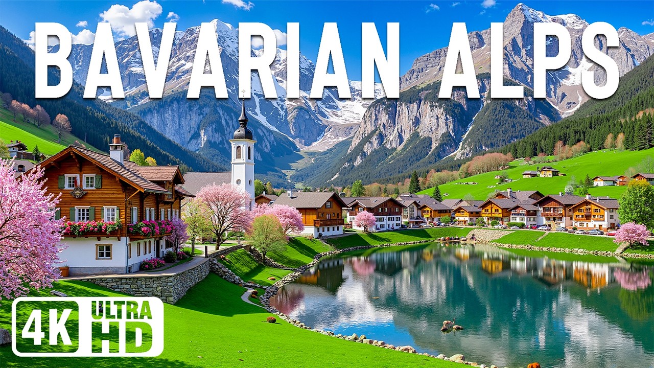 Bavarian Alps Spring 4K | Discover Alpine Majesty – Snowy Peaks, Emerald Lakes & Flowered Meadows
