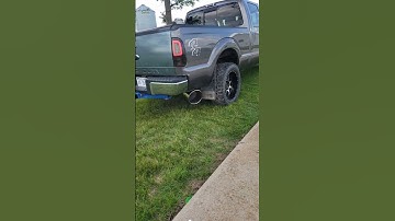 2012 6.7 Powerstroke 4" turbo back exhaust and 10" tip 🤘 #automobile #truck #burnout #loweredtrucks